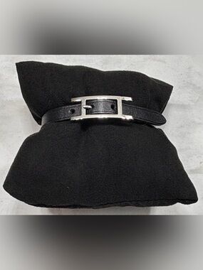 Authentic Hermes Behapi Black and Silver Bracelet with Silver H Buckle